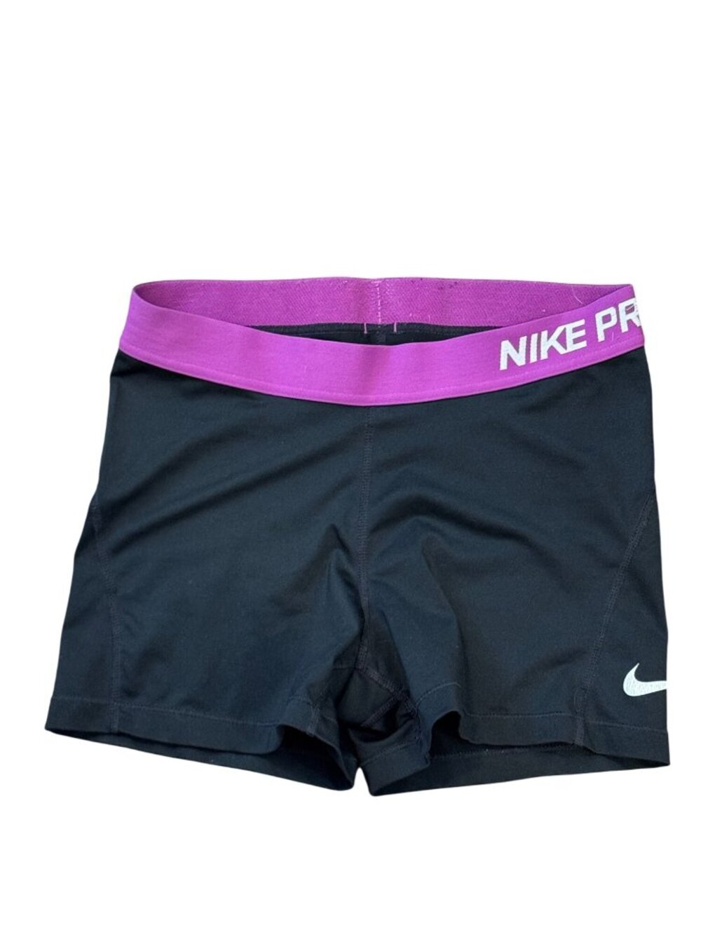 Nike Pro Womens Black & Purple Dri-Fit Compression Shorts M